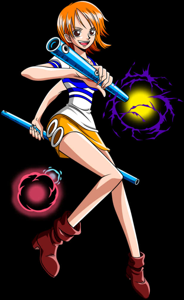 One Piece Namiwith Clima Tact PNG image
