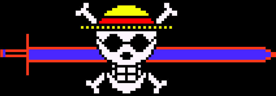 One Piece Pixel Art Straw Hat Jolly Roger PNG image