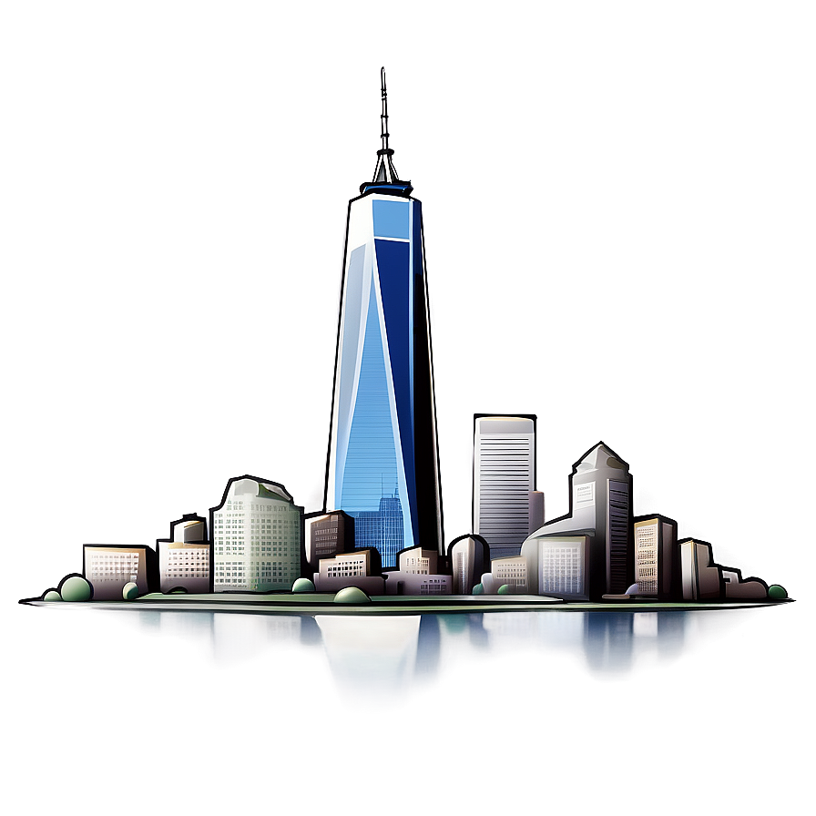 One World Trade Center Detailed Sketch Png 06252024 PNG image