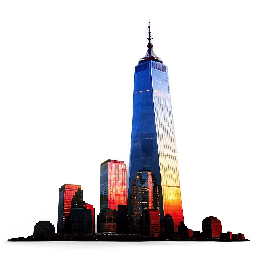 One World Trade Center Vibrant Sunset Png 06252024 PNG image