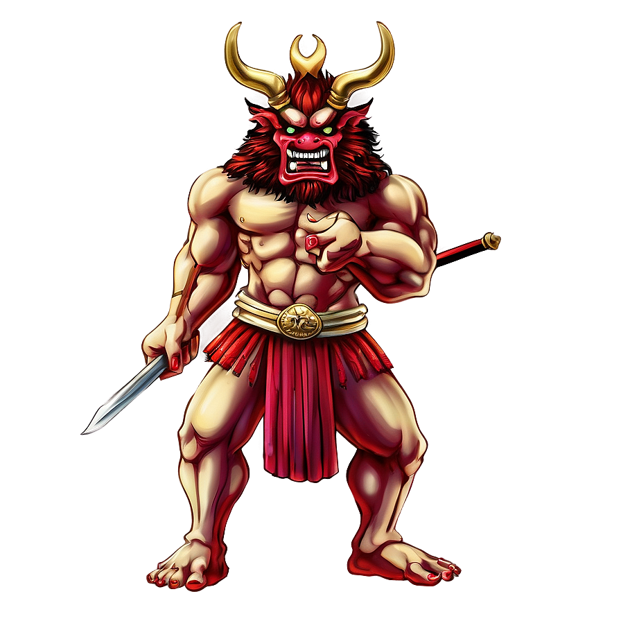 Oni With Japanese Castle Png Akk PNG image