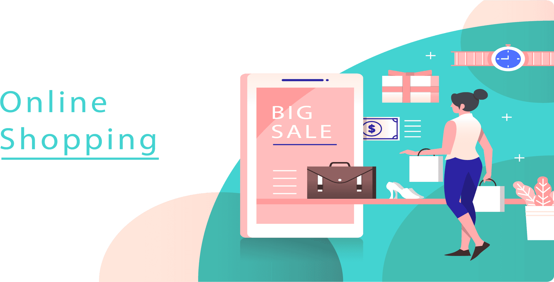 Online Shopping Big Sale Promotion PNG image