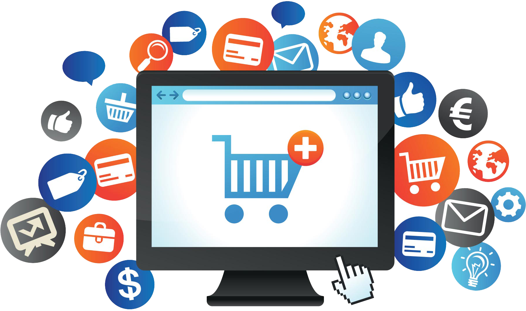 Online Shopping Elements Graphic PNG image