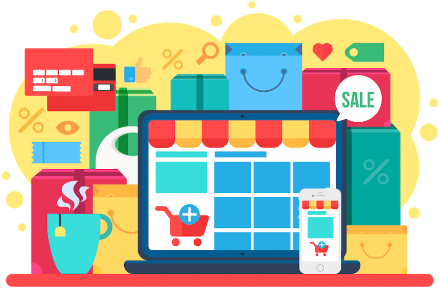 Online Shopping Elements Illustration PNG image