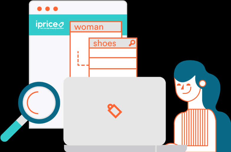 Online Shopping Experience Illustration PNG image