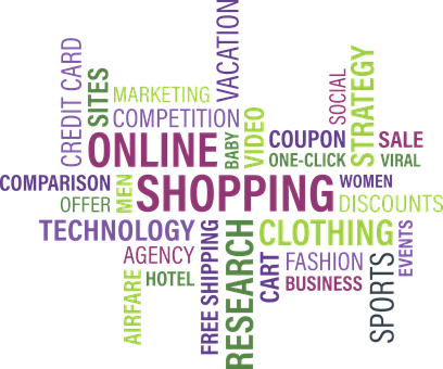 Online Shopping Keywords Cloud PNG image