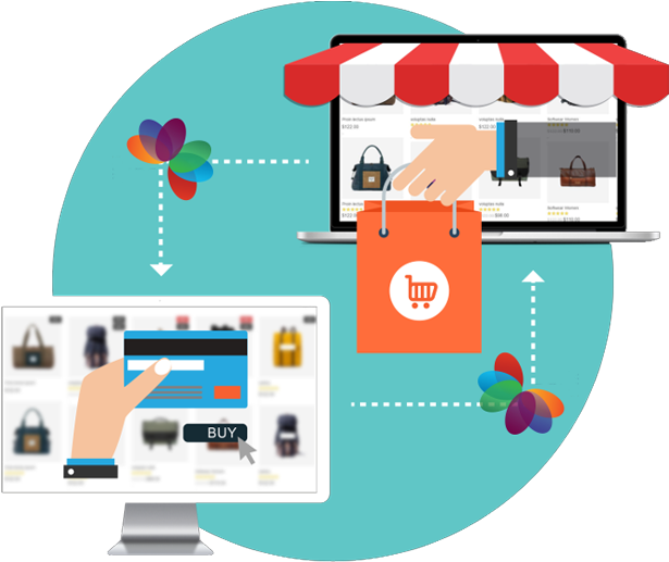 Online Shopping Process Illustration PNG image