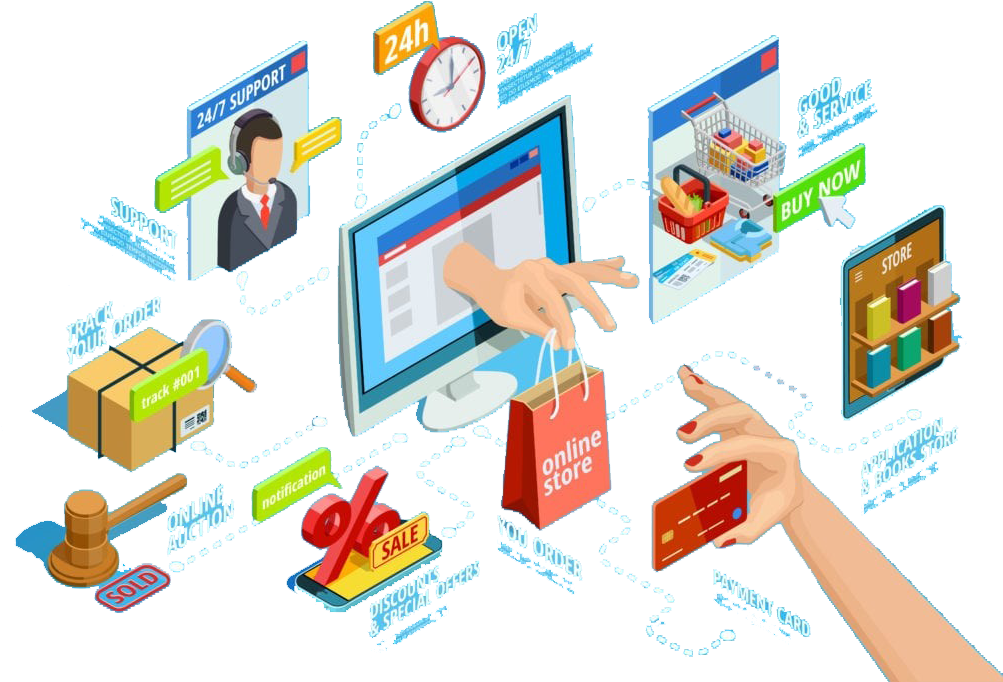 Online Shopping Process Illustration PNG image