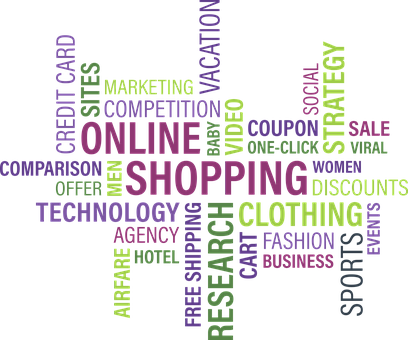 Online Shopping Word Cloud PNG image