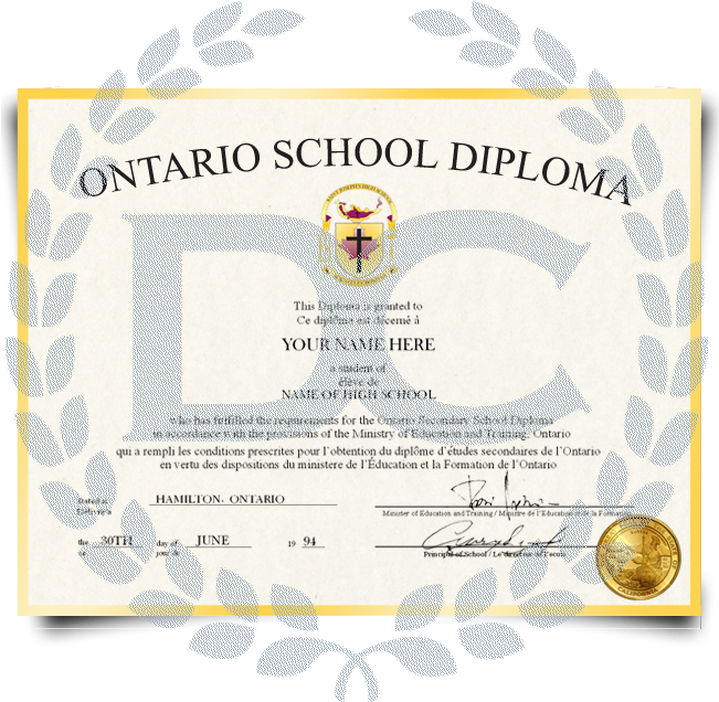 Ontario High School Diploma Template PNG image