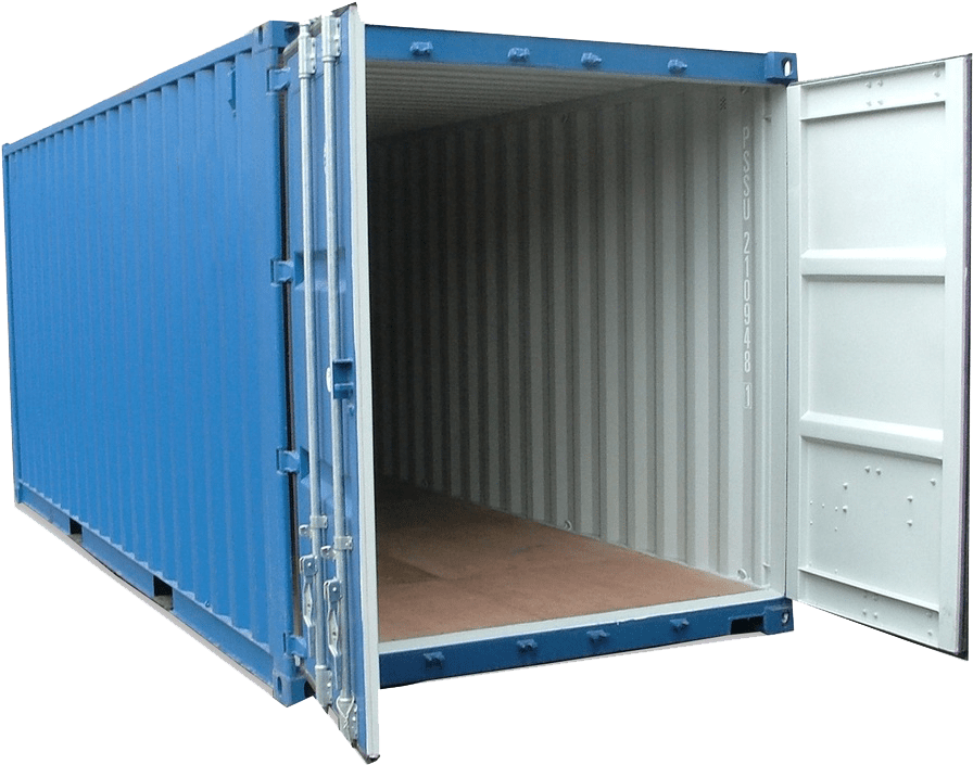 Open Blue Shipping Container PNG image