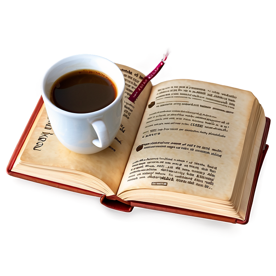 Open Book With Coffee Png Rse PNG image