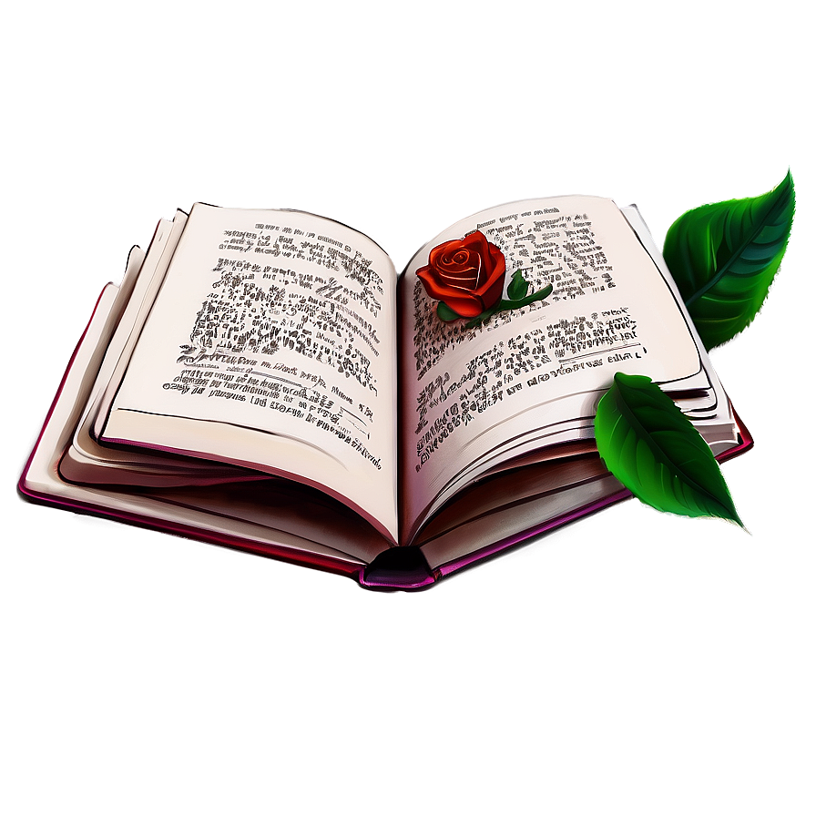 Open Book With Rose Png 05232024 PNG image