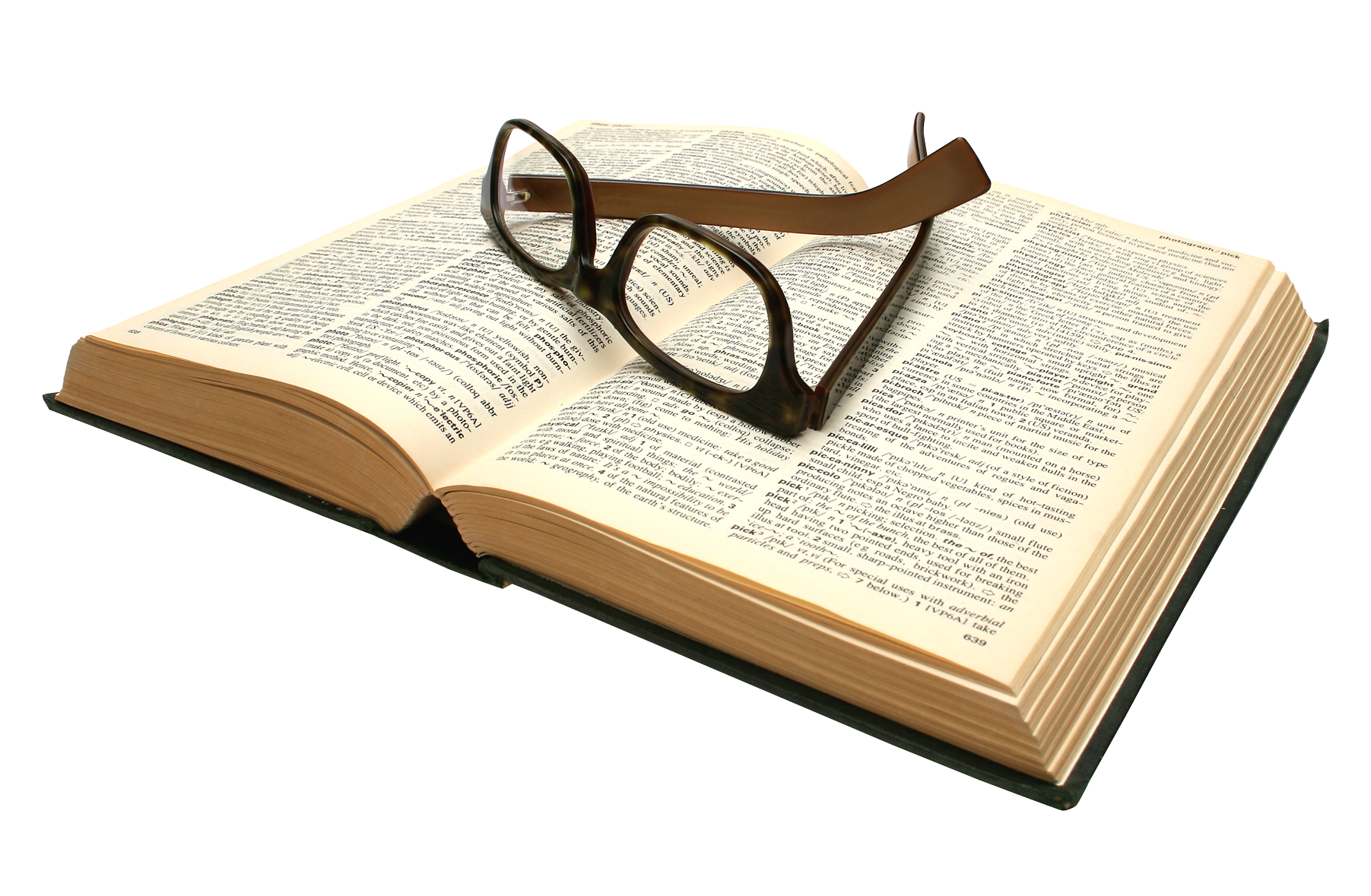 Open Bookwith Glasses PNG image