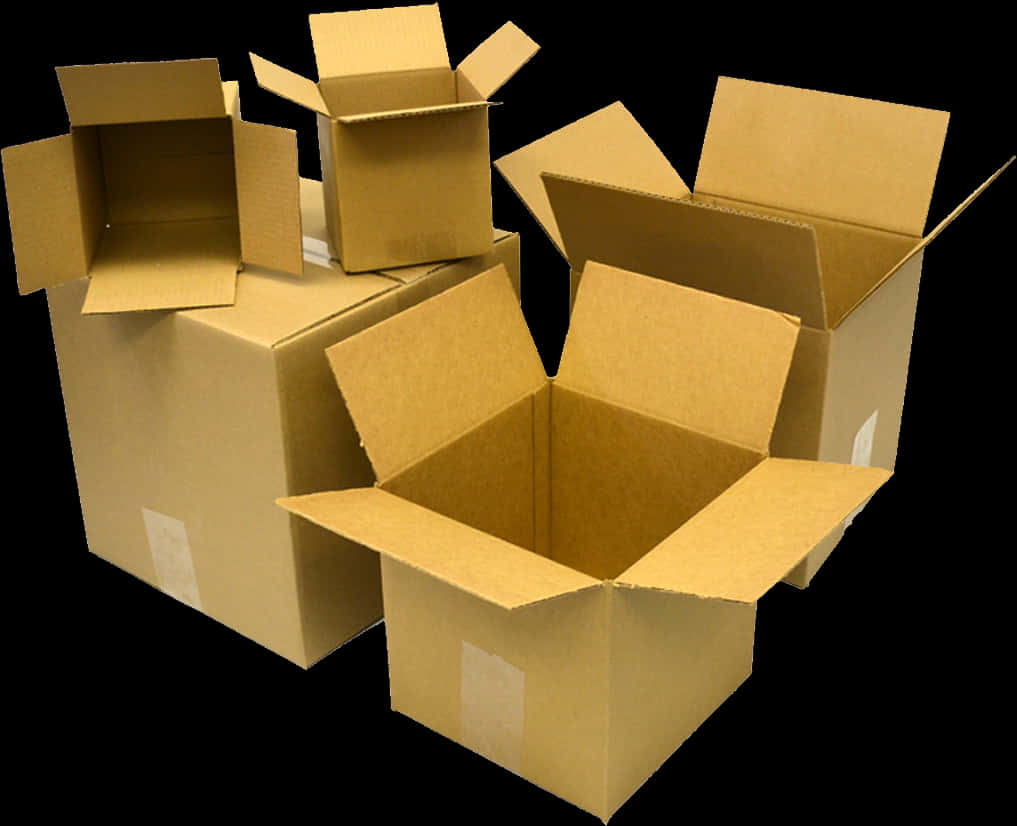 Open Cardboard Boxes Cluster PNG image