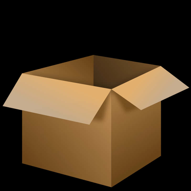 Open Cardboard Boxon Black Background PNG image