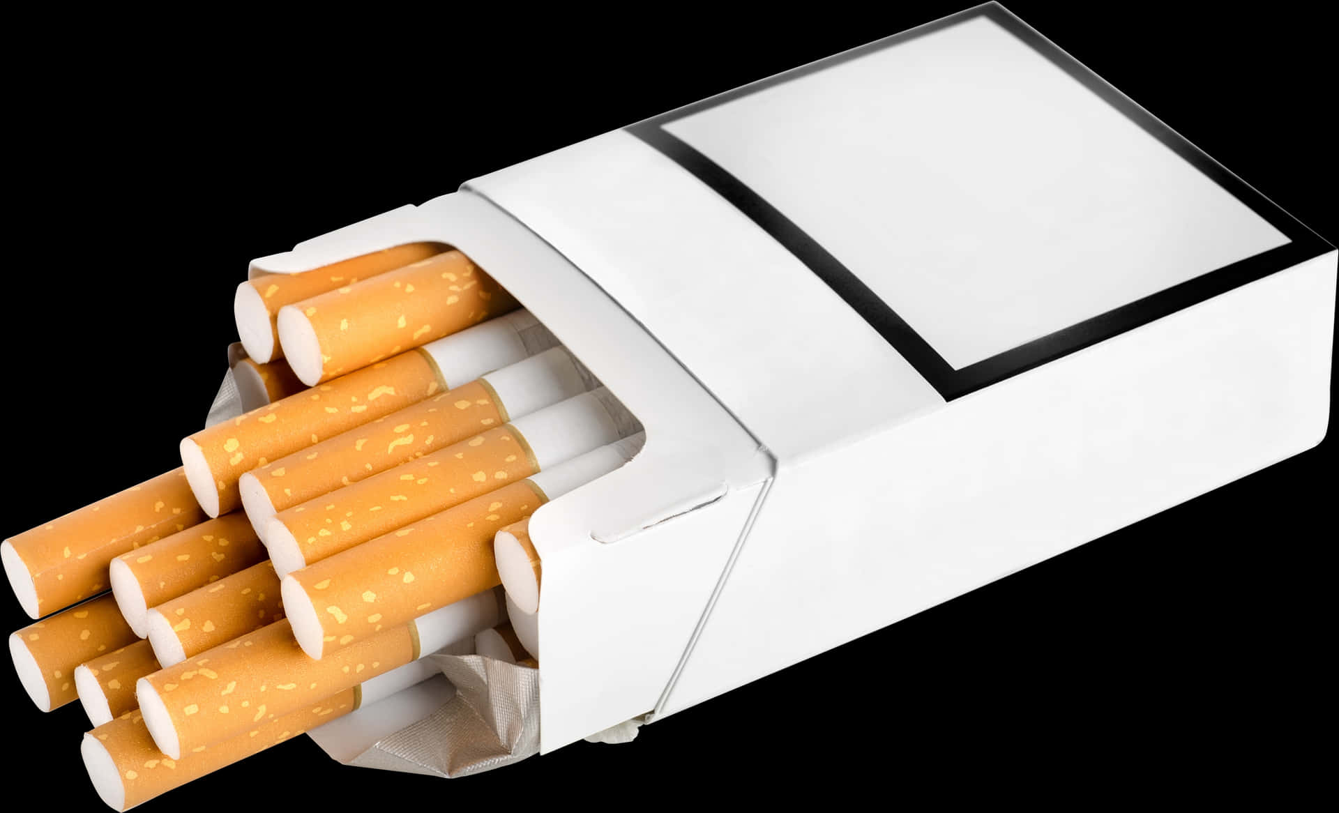 Open Cigarette Pack Black Background PNG image