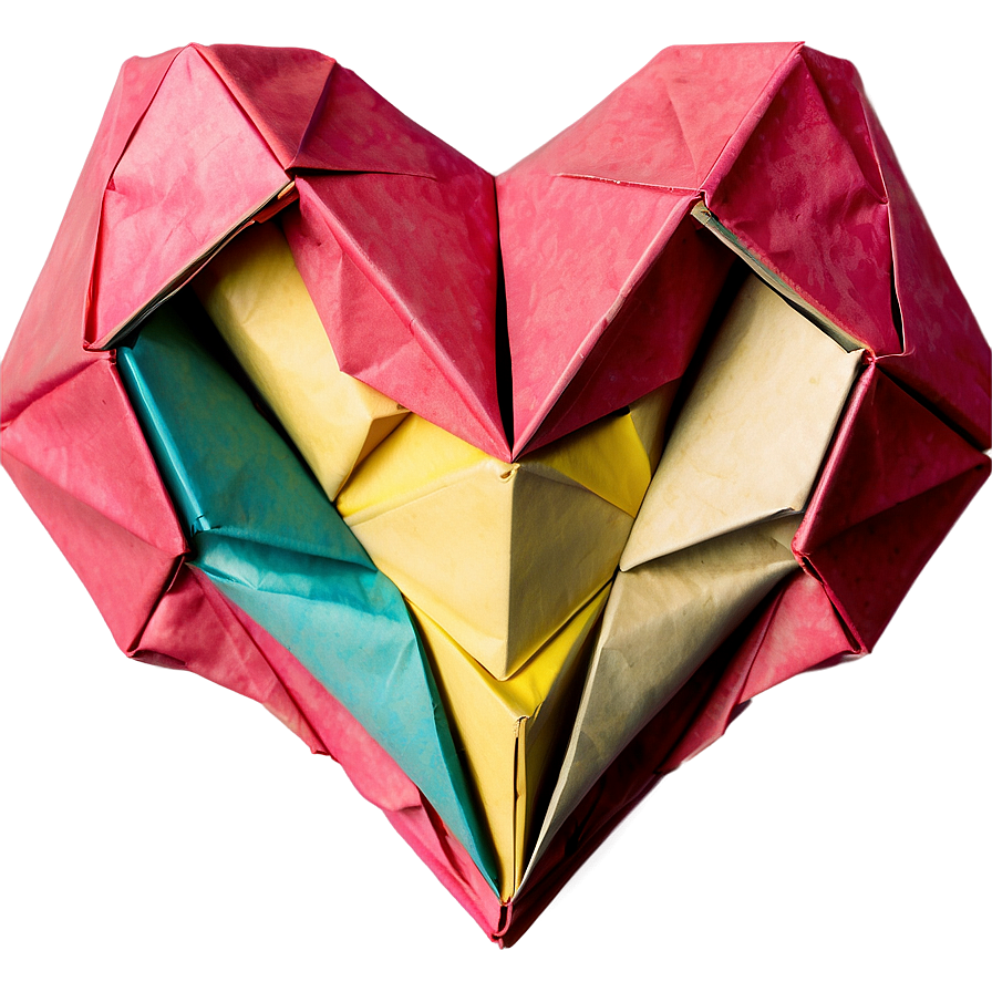 Open Heart In Origami Style Png 06212024 PNG image