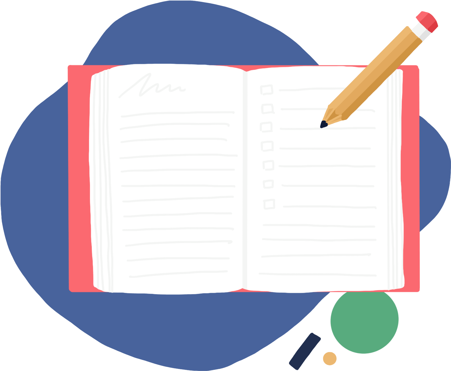 Open Notebookand Pencil PNG image