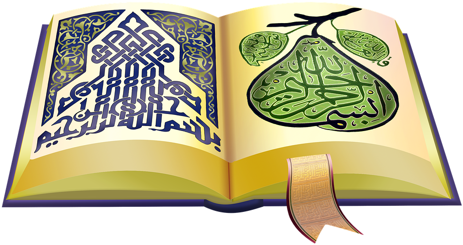 Open Quran Book Artistic Illustration PNG image