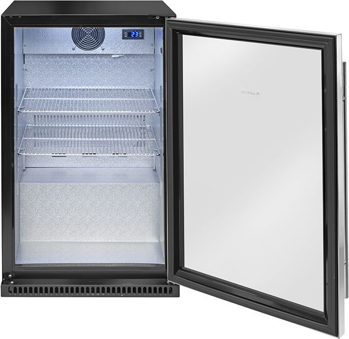 Open Single Door Refrigerator Empty Interior PNG image