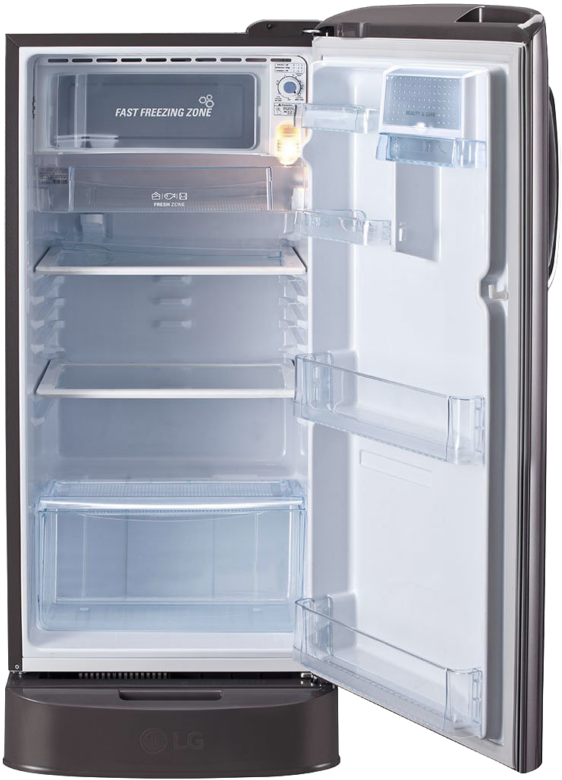 Open Single Door Refrigerator PNG image