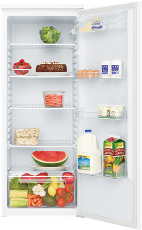 Open Single Door Refrigerator Fullof Food Items PNG image