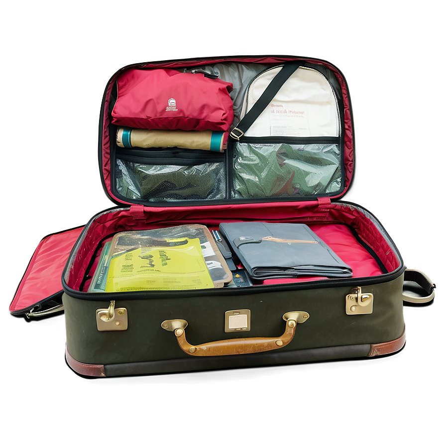 Open Suitcase For Mountain Trip Png 06212024 PNG image