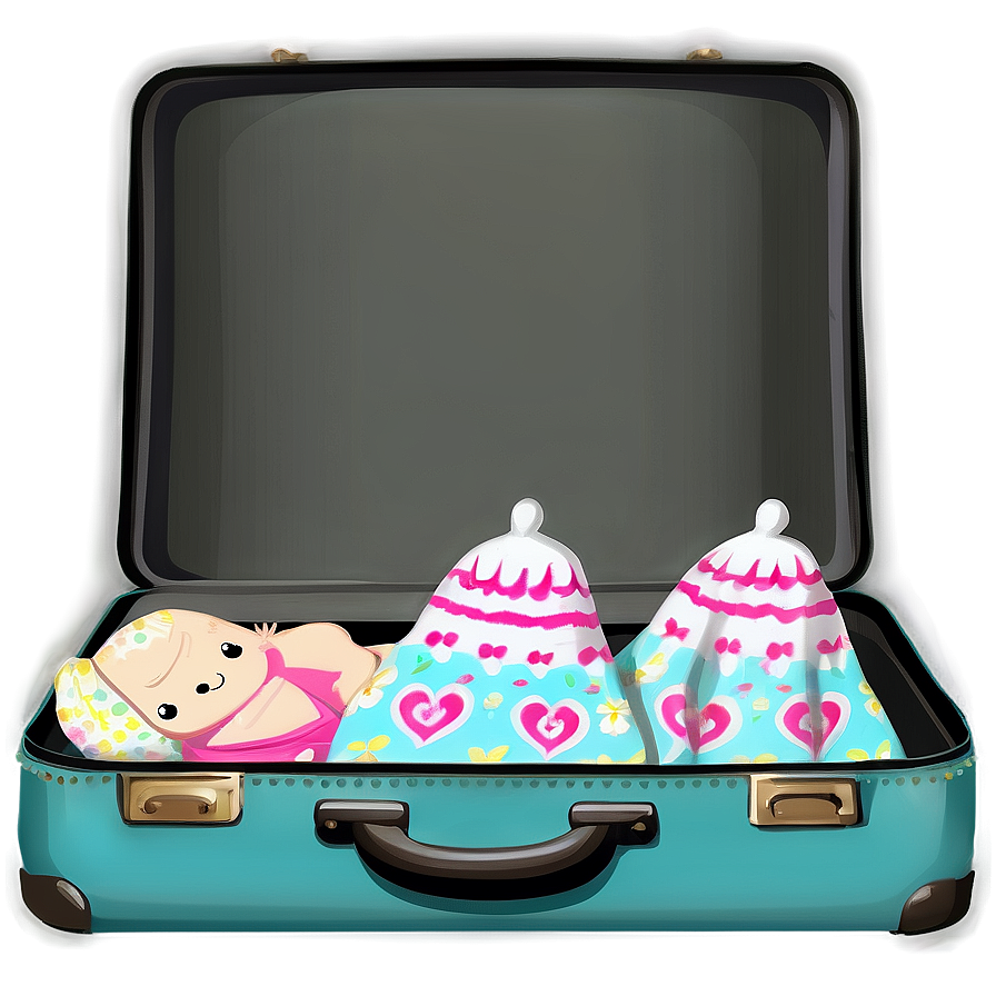 Open Suitcase With Baby Items Png 91 PNG image