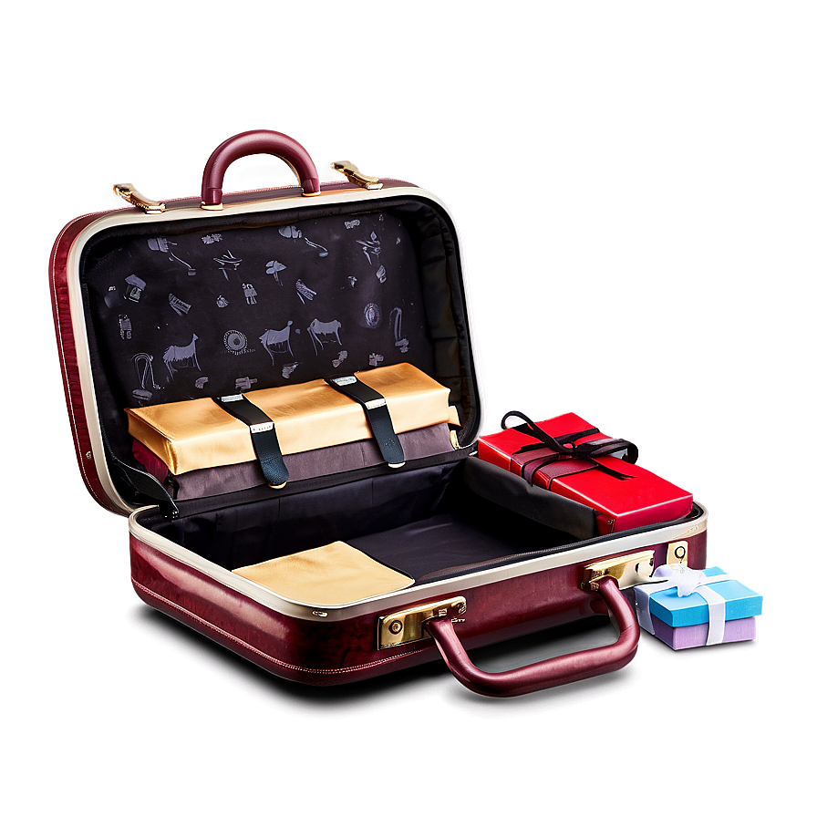 Open Suitcase With Gifts Png Nmw PNG image