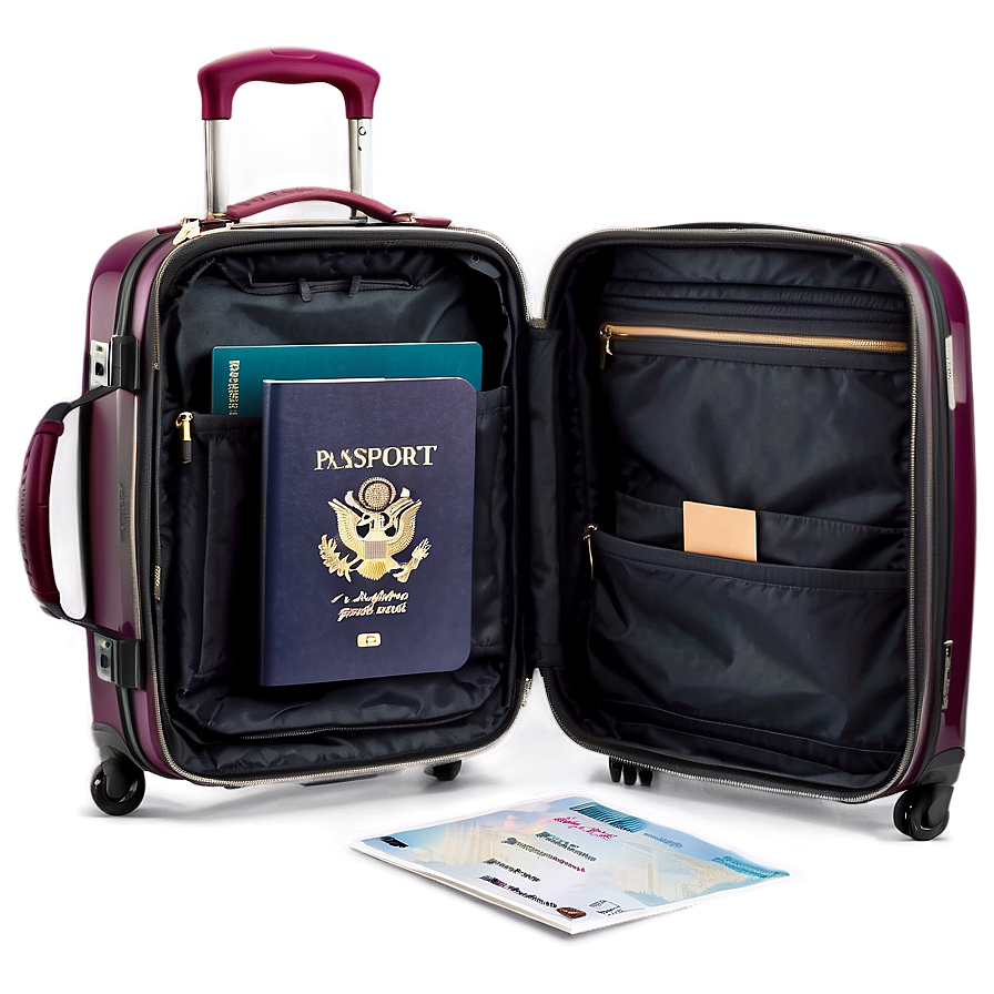 Open Suitcase With Passport Png 06212024 PNG image