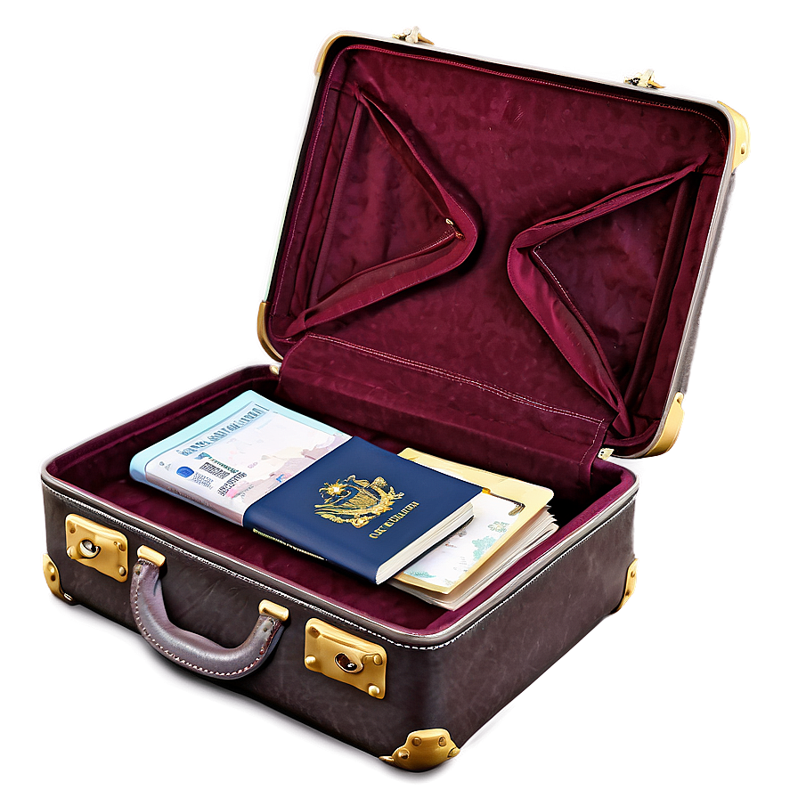 Open Suitcase With Passport Png 27 PNG image