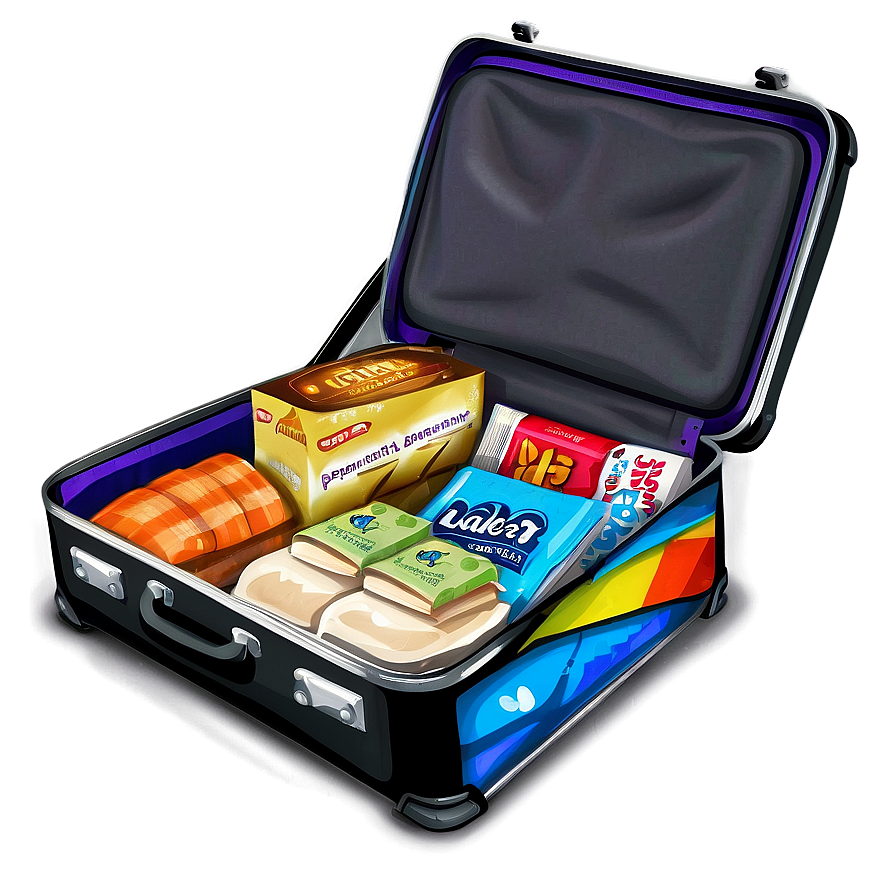 Open Suitcase With Snacks Png 06212024 PNG image