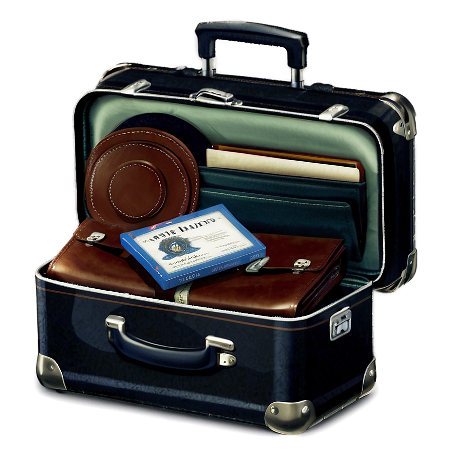 Open Suitcase With Souvenirs Png Stl PNG image