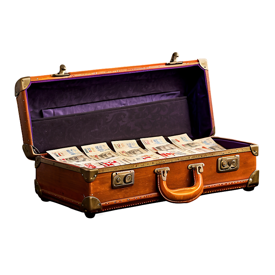 Open Suitcase With Tickets Png 06212024 PNG image