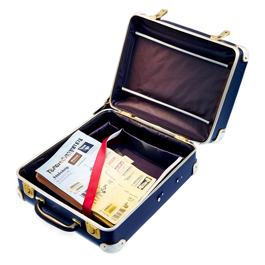 Open Suitcase With Tickets Png Qdr PNG image