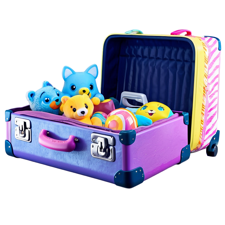 Open Suitcase With Toys Png Edv41 PNG image