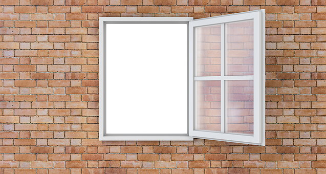 Open Window Brick Wall PNG image