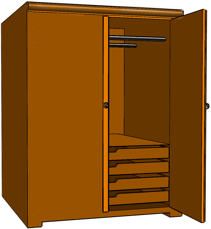 Open Wooden Closet Design PNG image