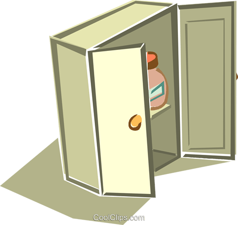 Open Wooden Cupboard Cartoon PNG image
