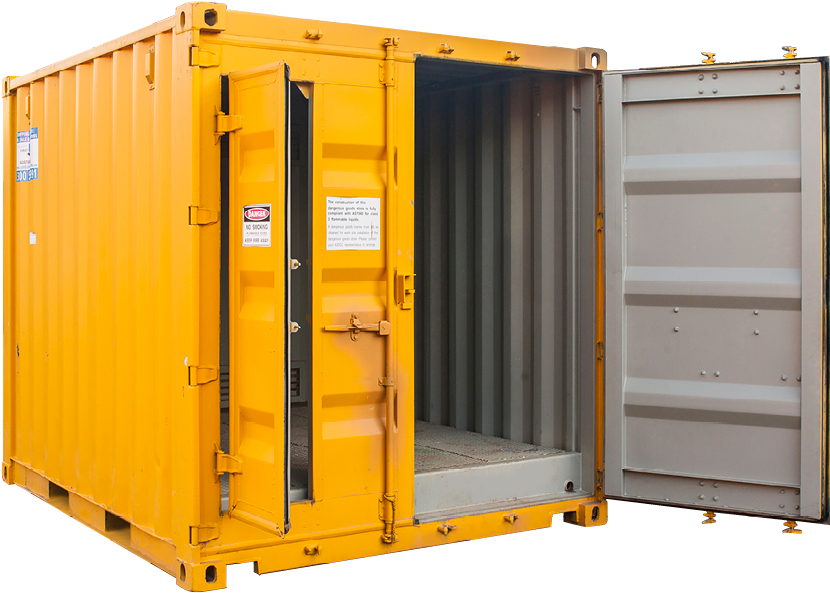 Open Yellow Shipping Container PNG image