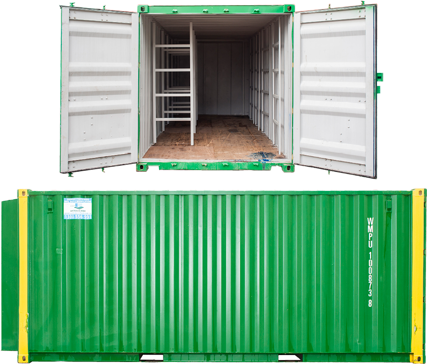 Openand Closed Shipping Containers PNG image