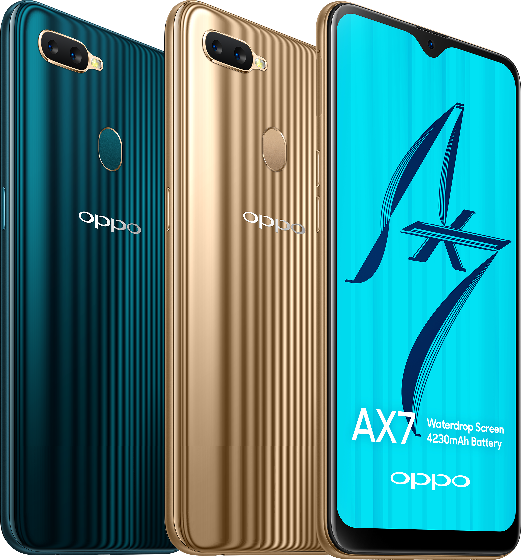 Oppo A X7 Dual Color Variants PNG image