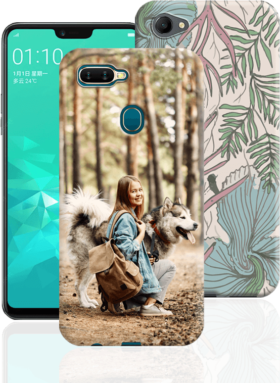 Oppo Mobile With Custom Forest Case Design PNG image