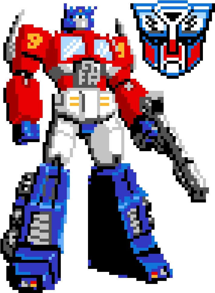 Optimus Prime Pixel Art PNG image