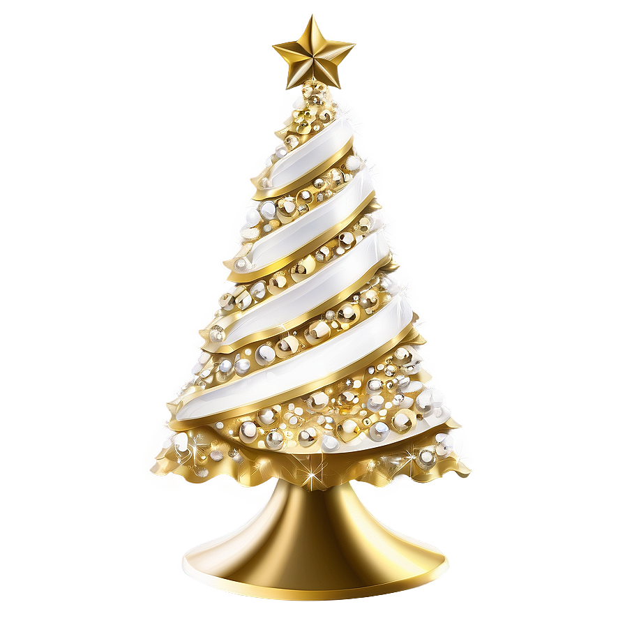 Opulent Gold And White Christmas Tree Png 5 PNG image