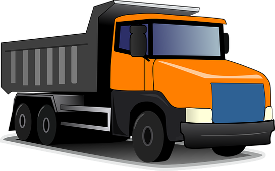 Orange Black Dump Truck Illustration PNG image