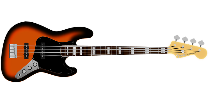 Orange Black Fender Bass Guitar PNG image