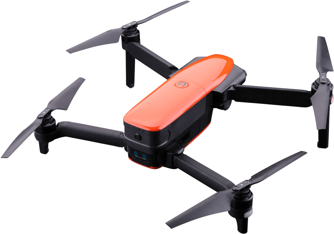 Orange Black Quadcopter Drone PNG image