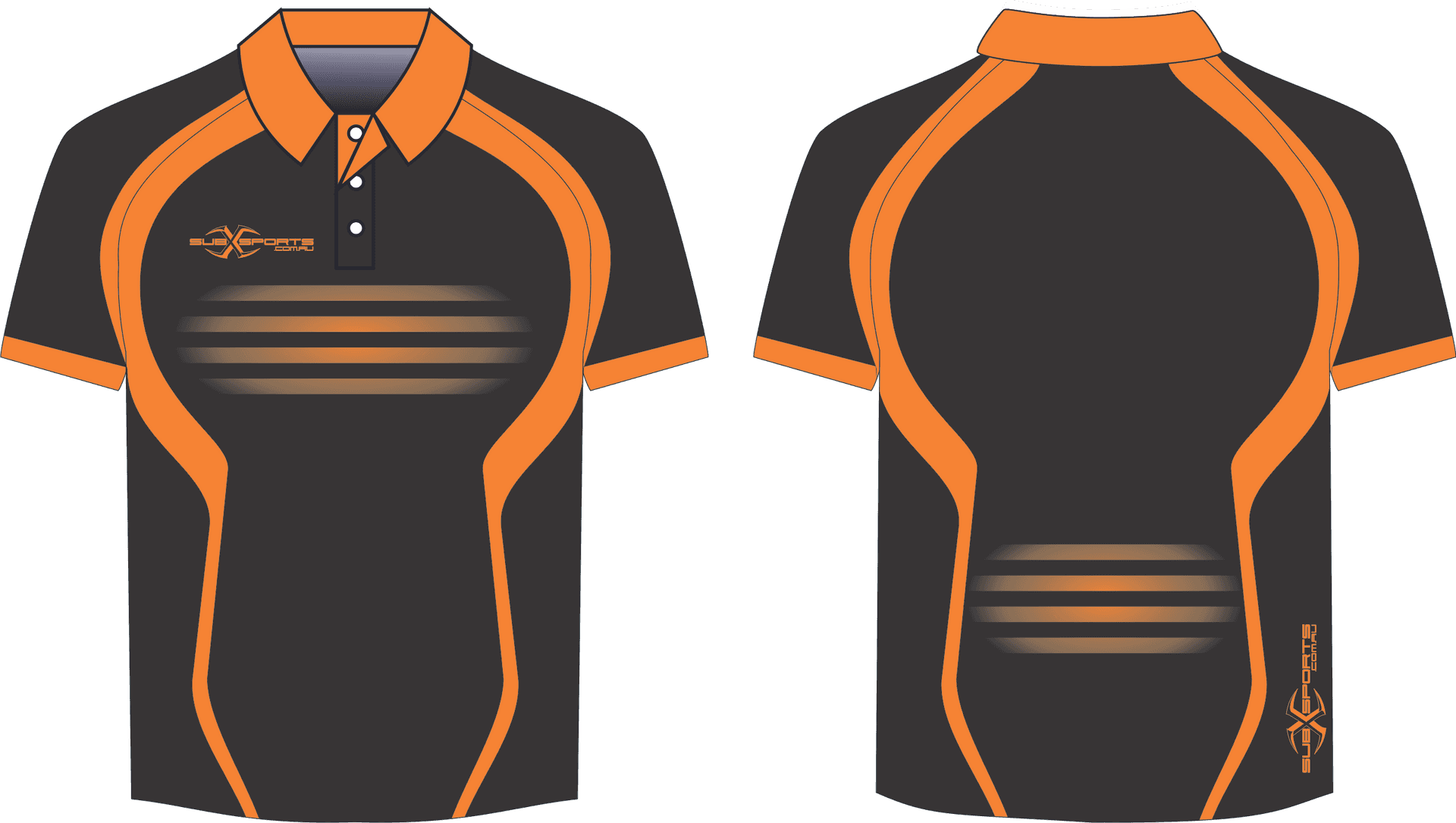 Orange Black Sports Polo Shirt Design PNG image